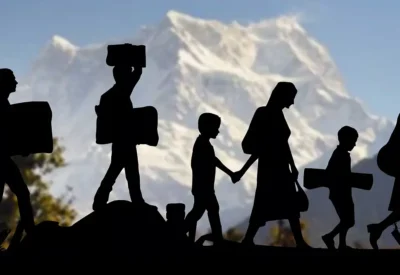 Uttarakhandi family migrating.