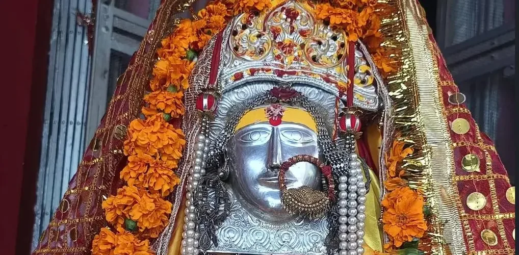 Nanda Devi idol in traditional Uttrakhand attire.