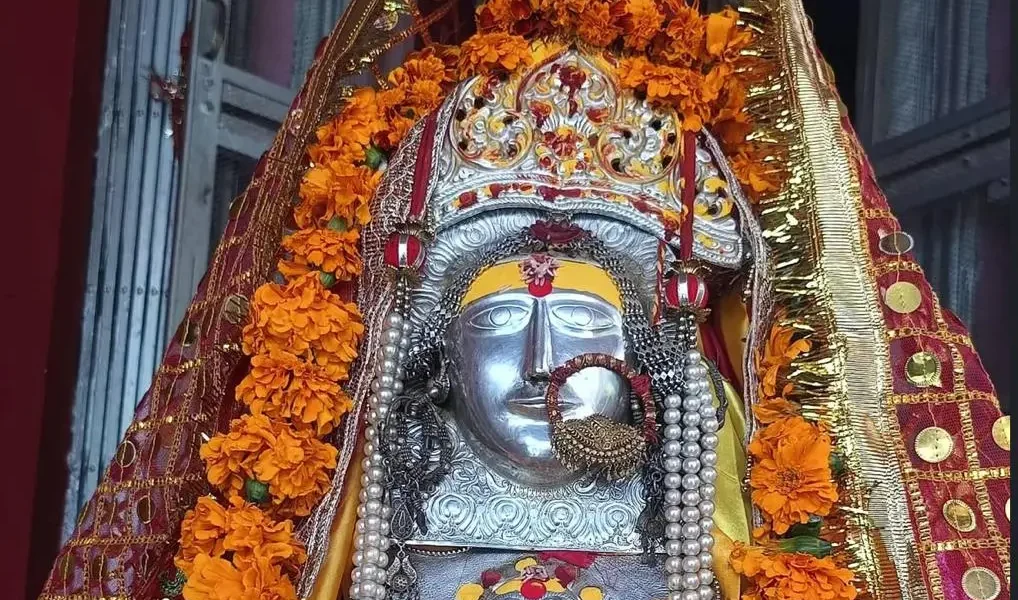 Nanda Devi idol in traditional Uttrakhand attire.